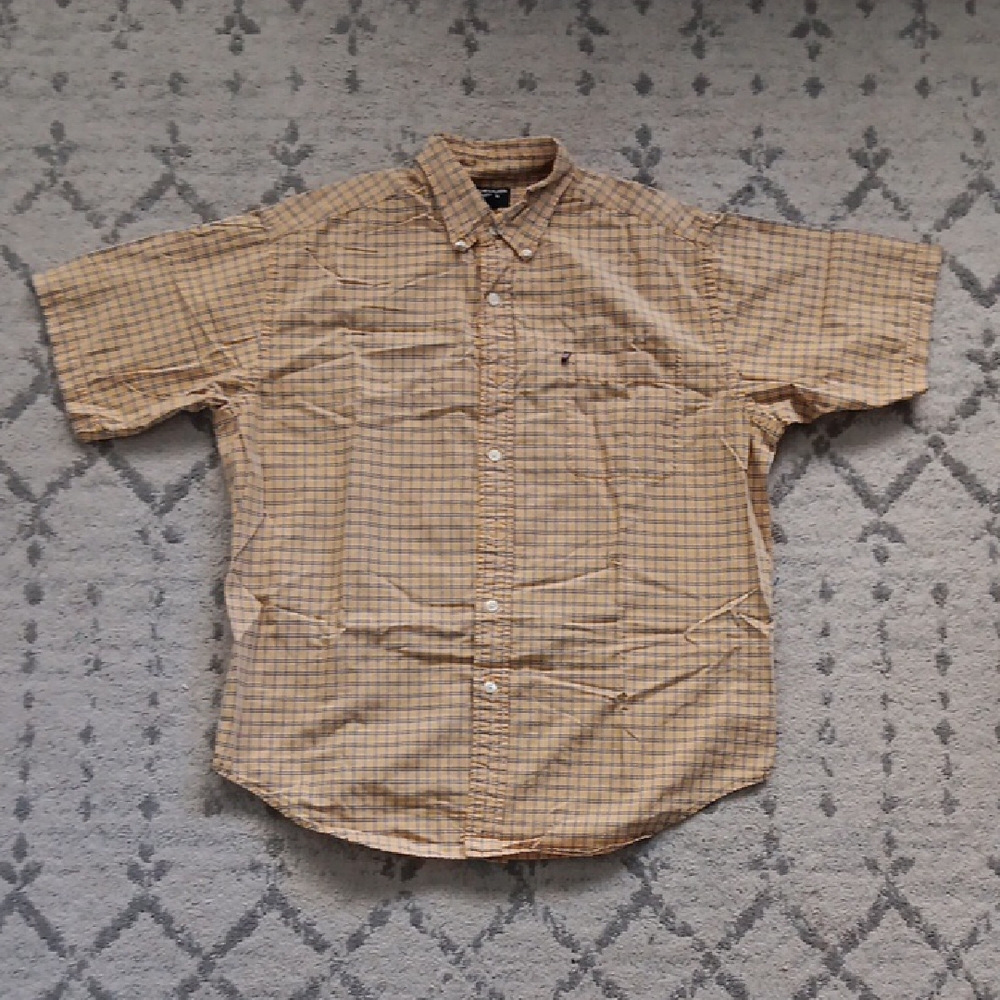 Polo Ralph Lauren Men's Tan Plaid Button-Down Shirt L 100% Cotton